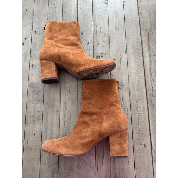 Free People FP Cecile Suede Leather Ankle Boots Booties Brown Size 41 11 - Picture 2 of 10